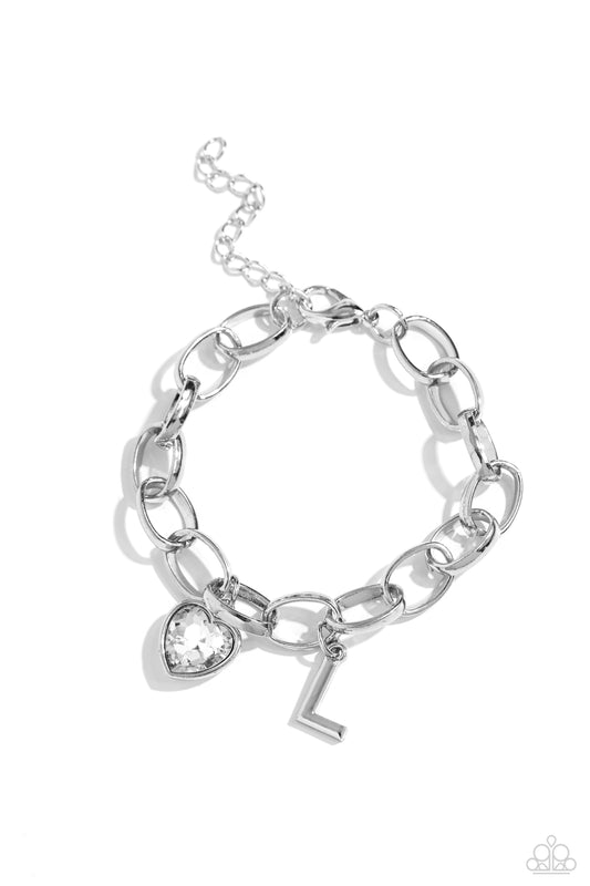 Paparazzi Accessories: Guess Now Its INITIAL - White - L Bracelet