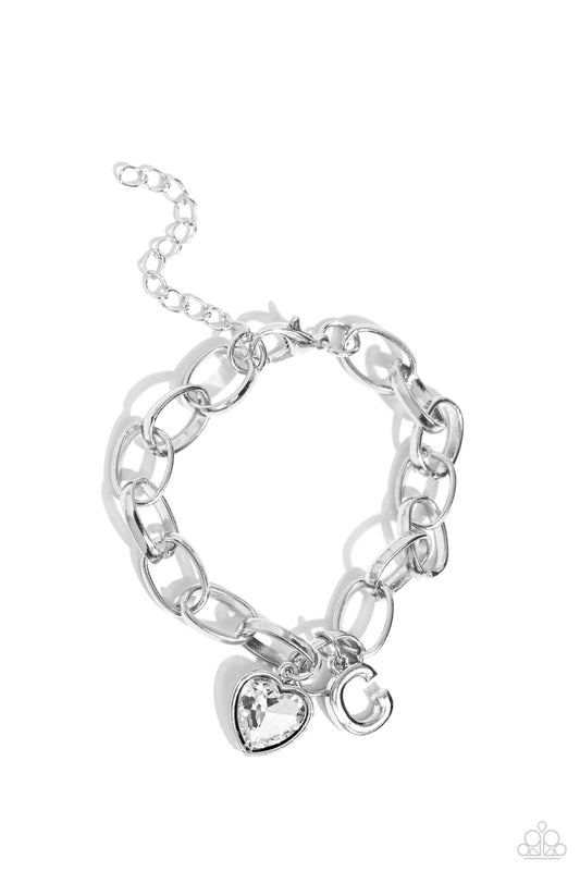 Paparazzi Accessories: Guess Now Its INITIAL - White - C Bracelet