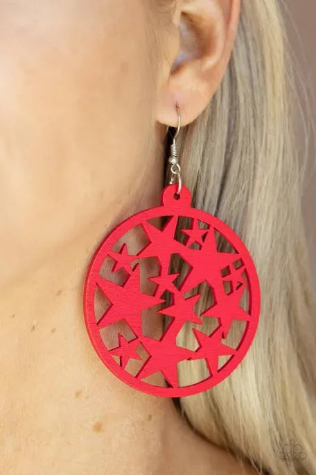 Paparazzi Accessories: Cosmic Paradise Red Wood Earring