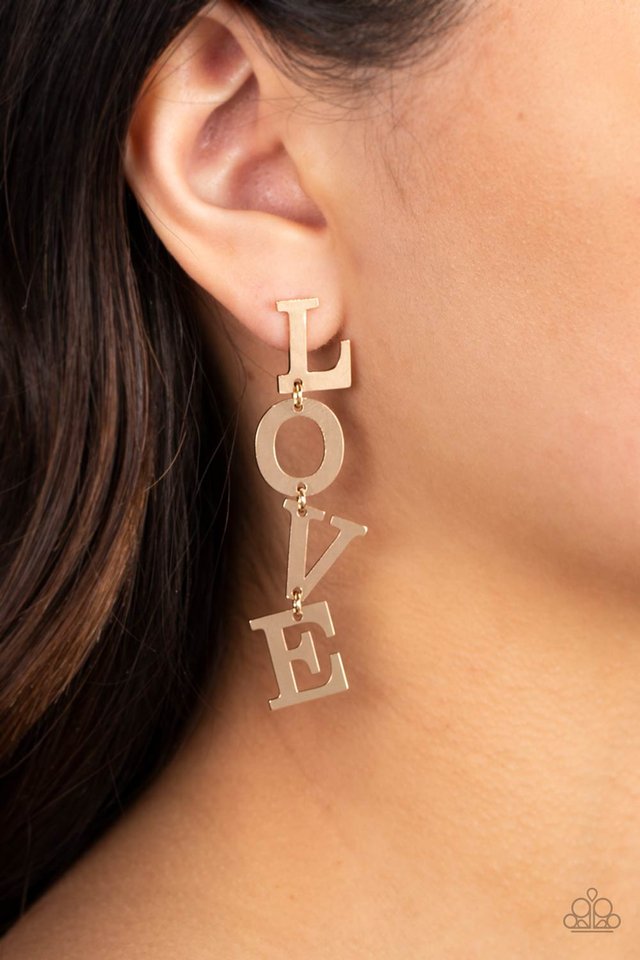 Paparazzi Accessories: L.O.V.E. Gold Post Earring