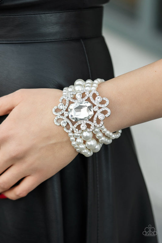 Paparazzi Accessories: Rule The Room White Pearl Bracelet