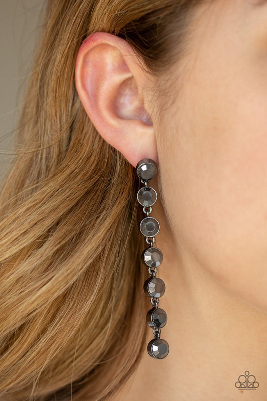 Paparazzi Accessories: Dazzling Debonair Black Post Earring