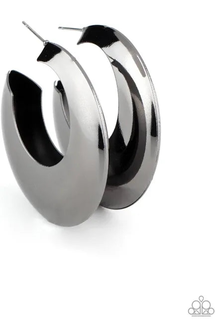 Paparazzi Accessories: Chic CRESCENTO Black Hoop Earring