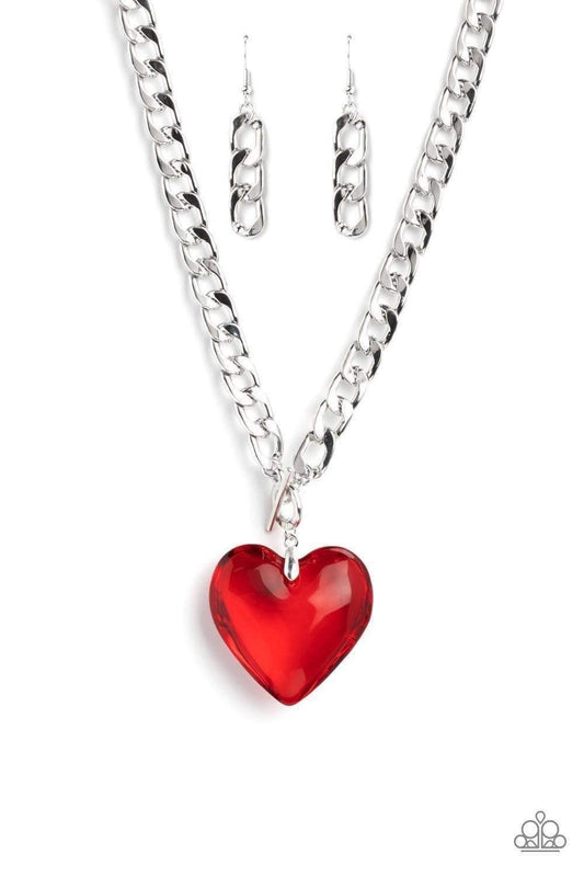 Paparazzi Accessories: GLASSY-Hero Red Necklace