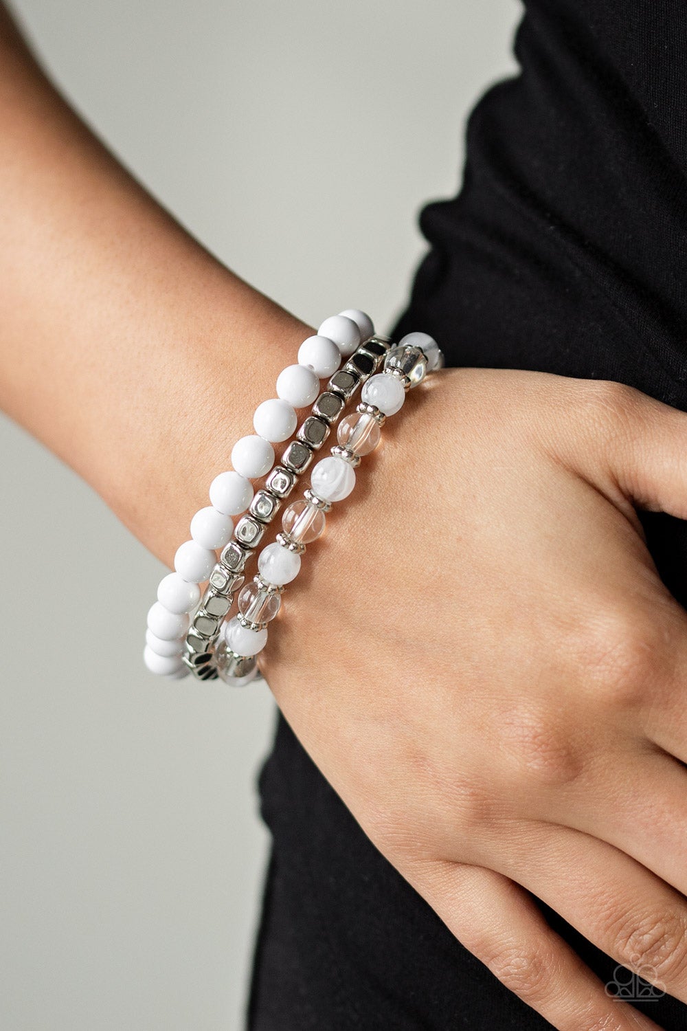 Paparazzi Accessories:Globetrotter Glam White Bracelet