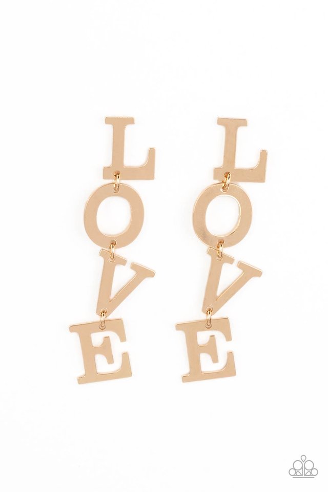 Paparazzi Accessories: L.O.V.E. Gold Post Earring