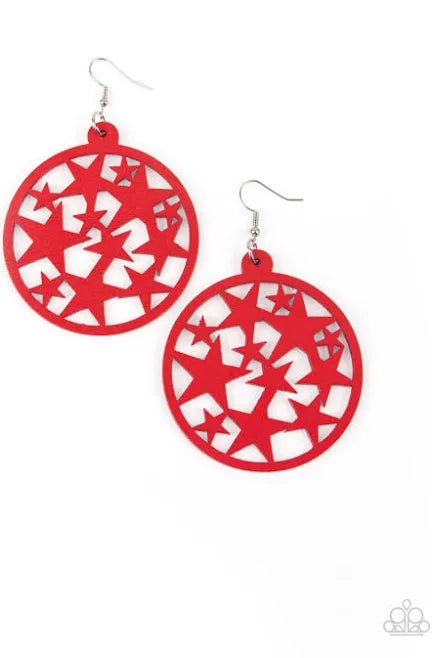 Paparazzi Accessories: Cosmic Paradise Red Wood Earring