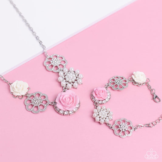 Paparazzi Accessories: Tea Party Favors Pink Necklace & Matching Bracelet